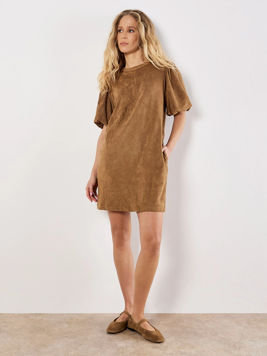 Wildleder Minikleid | Apricot