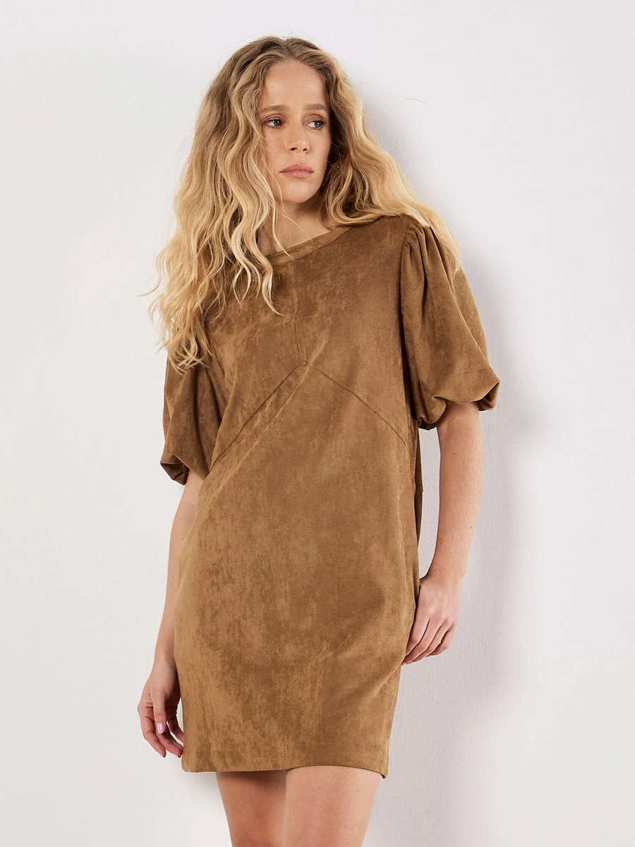 Wildleder Minikleid | Apricot