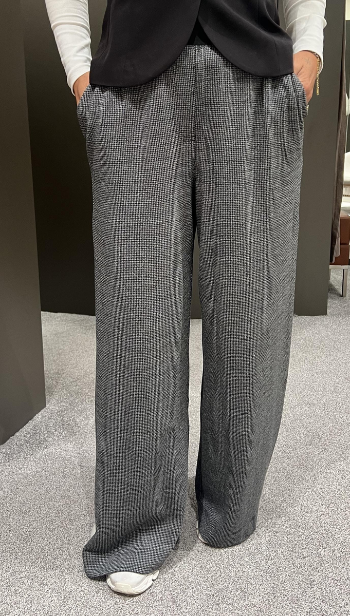 Hose mit elastischem Bund "Mini Dogtooth Elastic Waist Trs"| Apricot