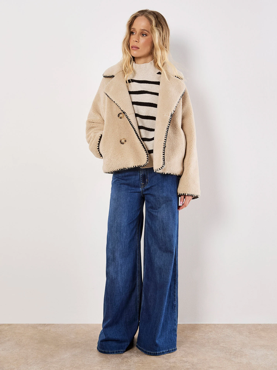 Kuschelige Teddy-Borg-Jacke | Apricot