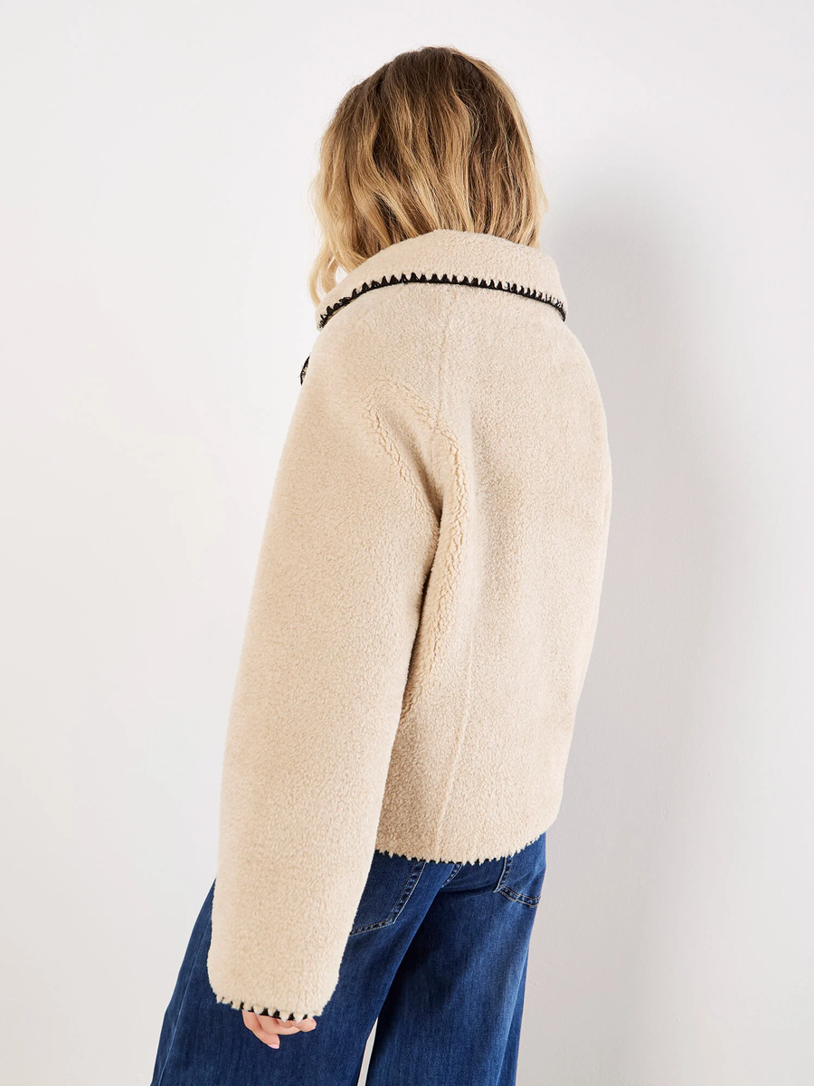 Kuschelige Teddy-Borg-Jacke | Apricot