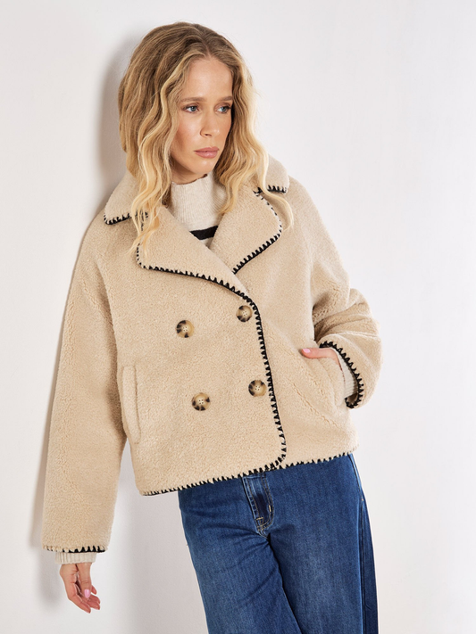 Kuschelige Teddy-Borg-Jacke | Apricot