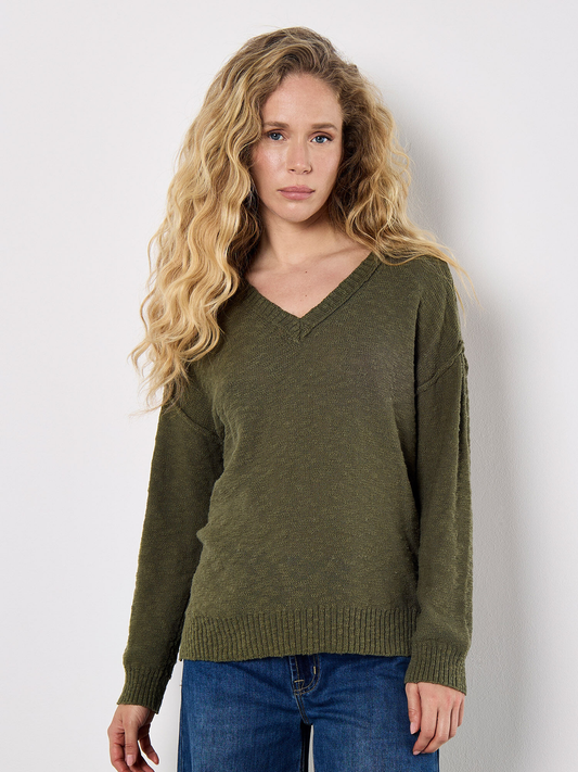 Leichter Baumwollpullover | Apricot
