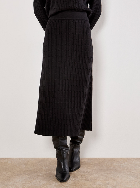 Feingestrickter, gerippter Midirock | Apricot
