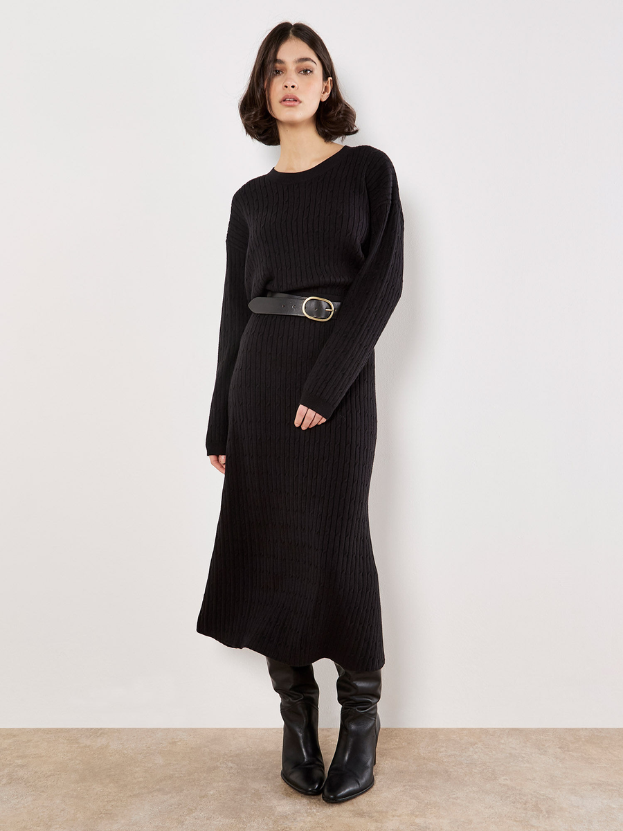 Feingestrickter, gerippter Midirock | Apricot