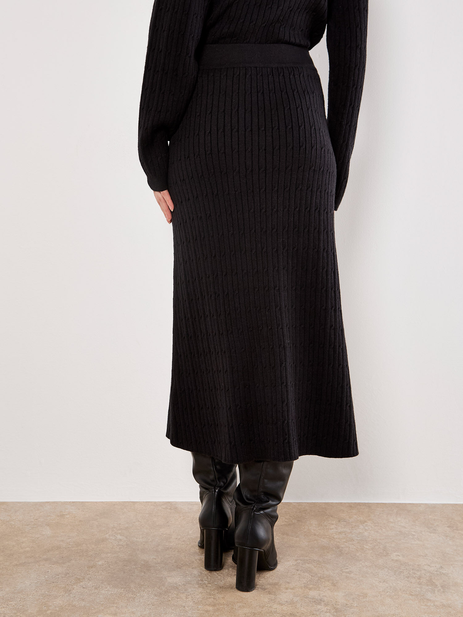 Feingestrickter, gerippter Midirock | Apricot