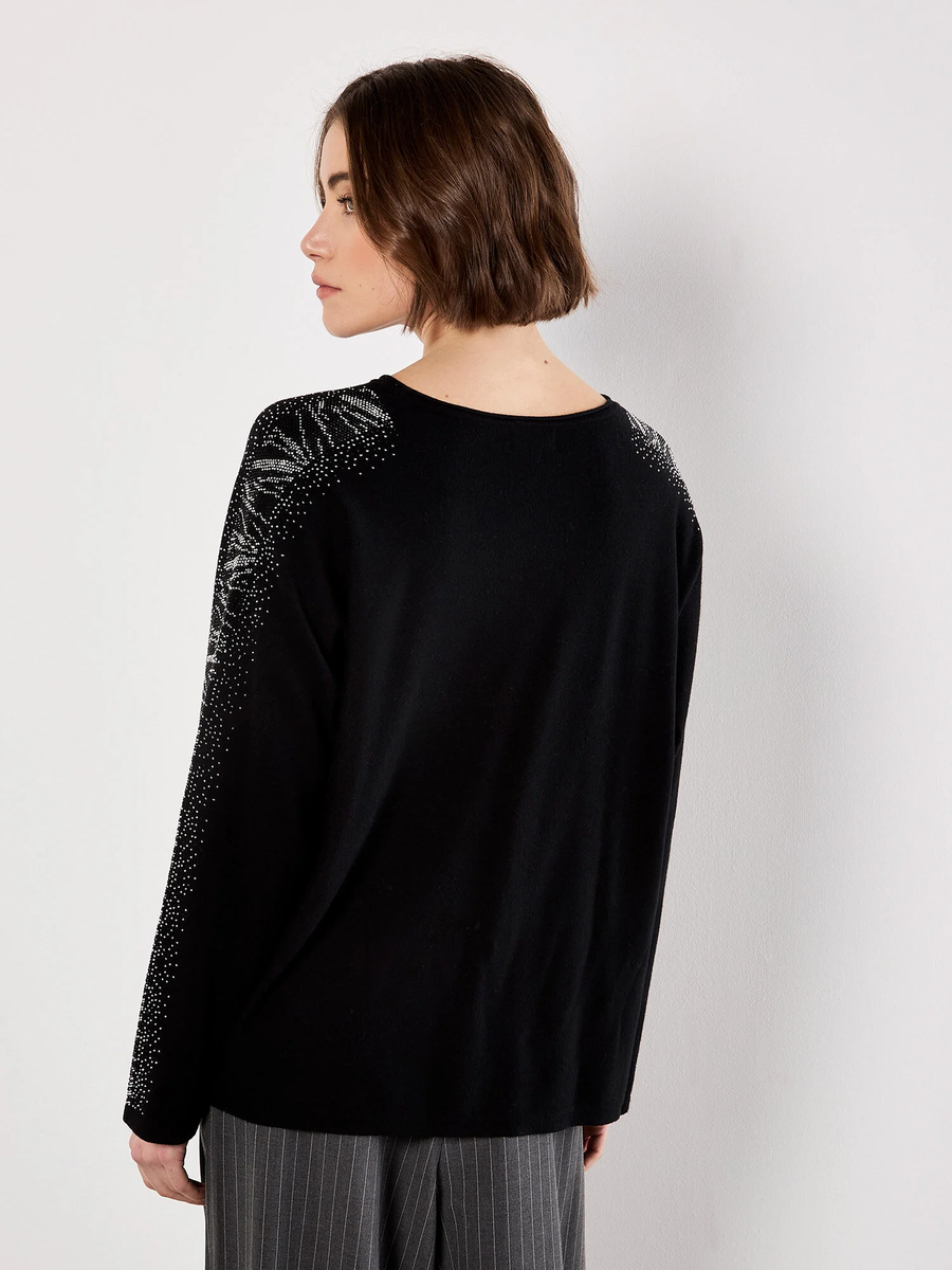 Jumper mit Schlangenprint und Glitzer-Details | Apricot