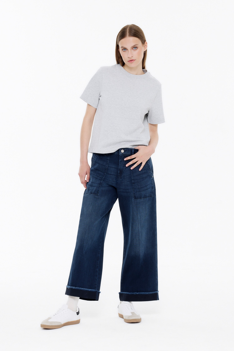 Jeans mit Streifen "Marlene wide leg" | Bluefire