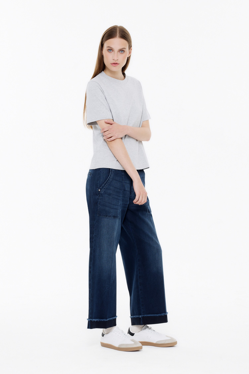 Jeans mit Streifen "Marlene wide leg" | Bluefire