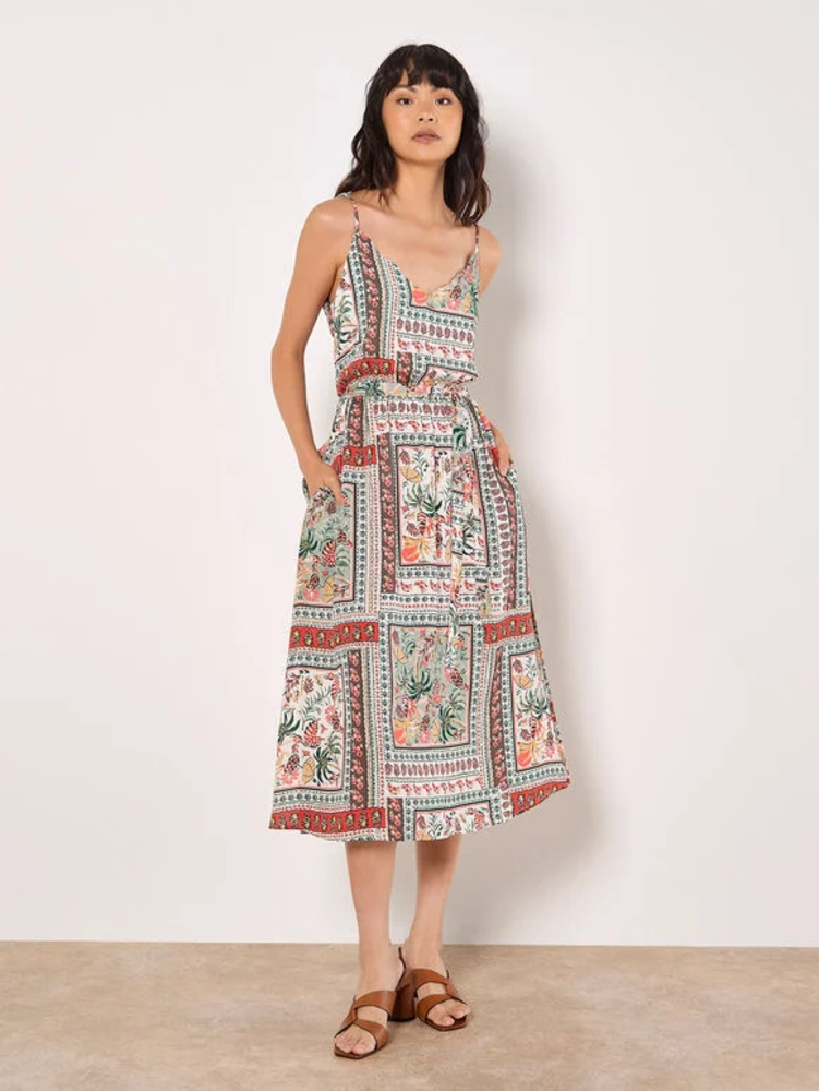 Midikleid mit tropischem Print & Trägern 