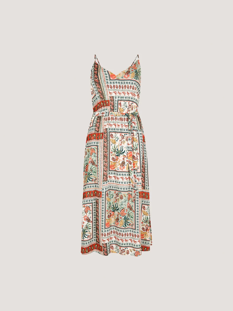 Midikleid mit tropischem Print & Trägern 