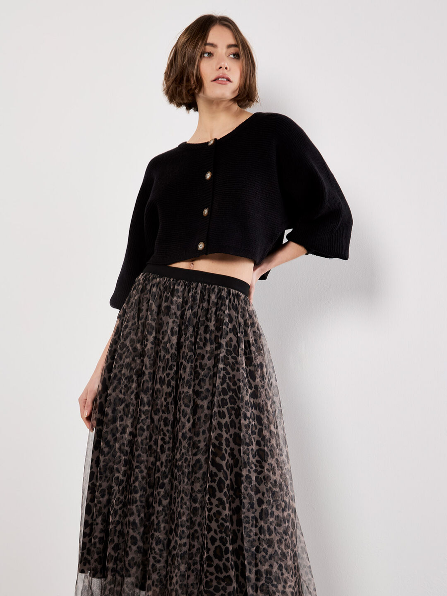 Midi-Tüllrock "Leopard Tulle Skirt" | Apricot