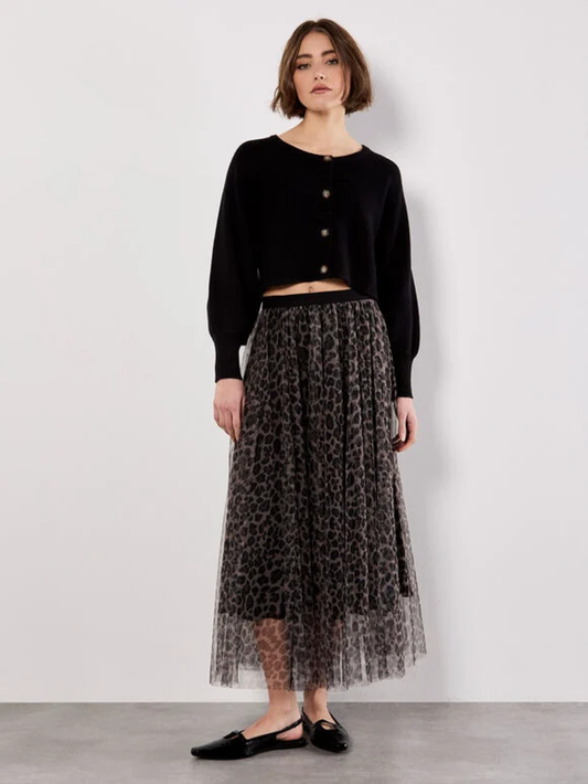 Midi-Tüllrock "Leopard Tulle Skirt" | Apricot
