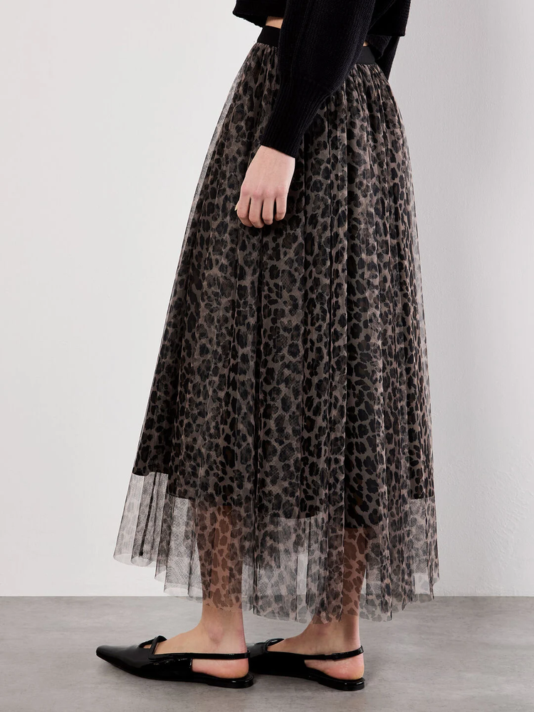 Midi-Tüllrock "Leopard Tulle Skirt" | Apricot