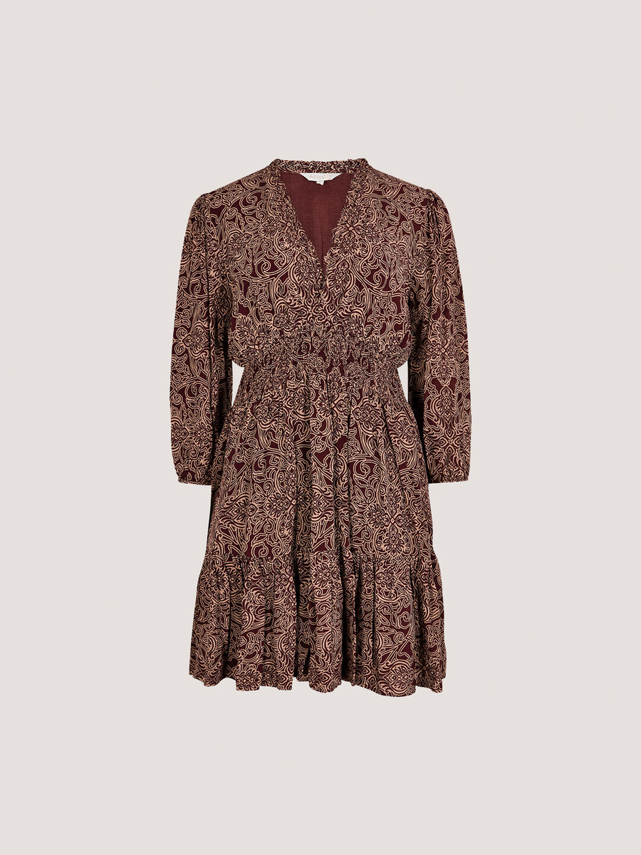 Minikleid mit Paisleymuster & Rüschen 