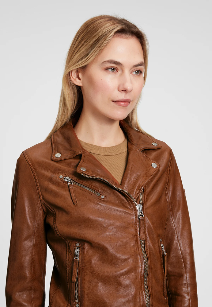 Lederjacke mit asymmetrischem Reißverschluss
                        