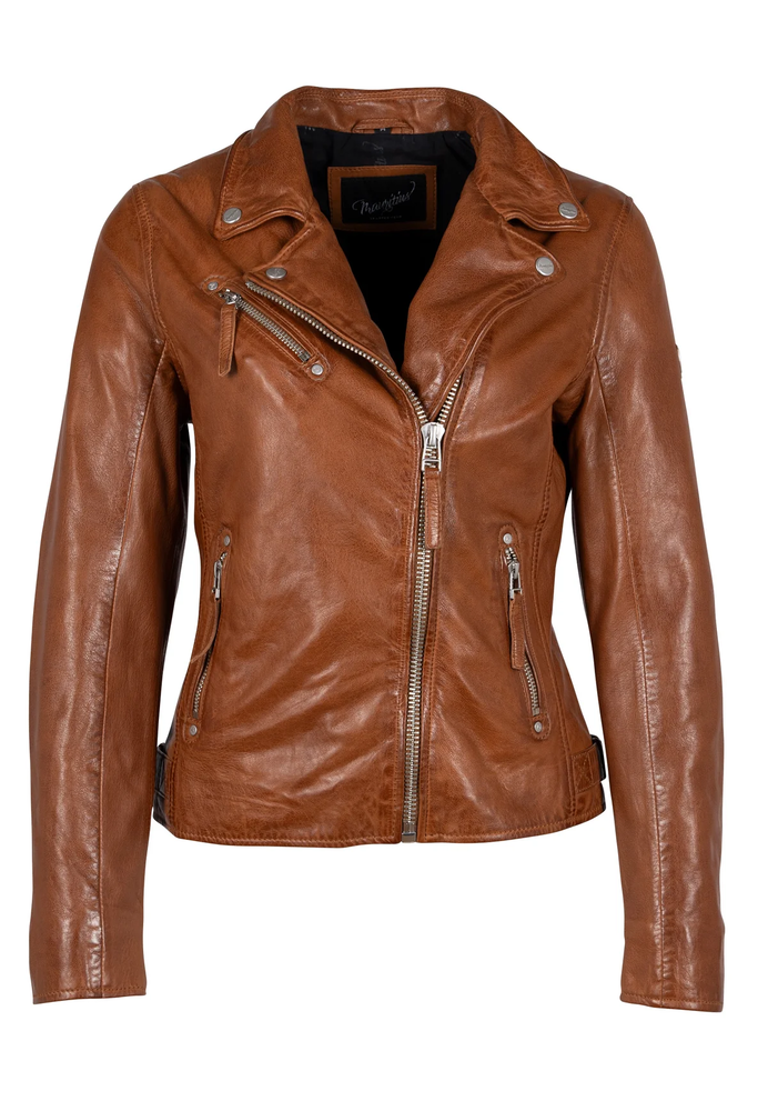 Lederjacke mit asymmetrischem Reißverschluss
                        