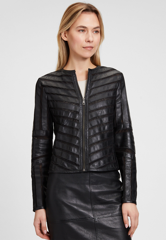 Lederjacke mit Mesh-Einsätzen
                        "GGSuri LELEV"  | Gipsy-Mauritius