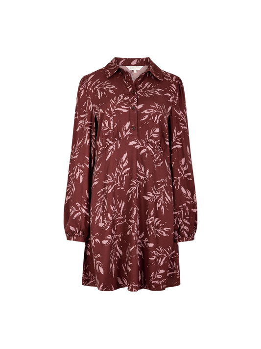 Hemdblusenkleid mit Blattmuster | Apricot