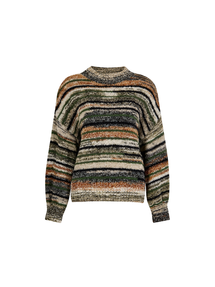 Flauschiger Pullover mit Space-Dye-Streifen | Apricot