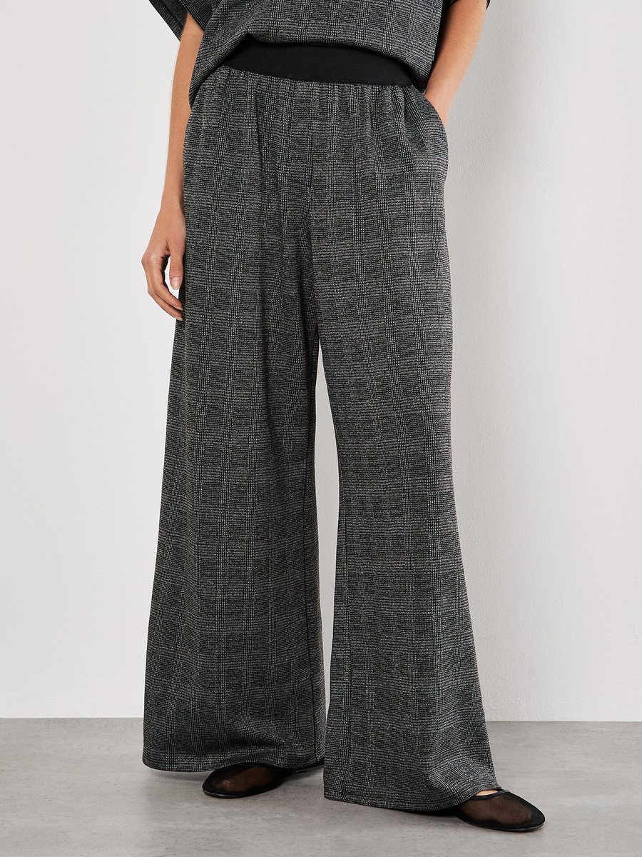 Karierte Hose mit weitem Bein | Apricot