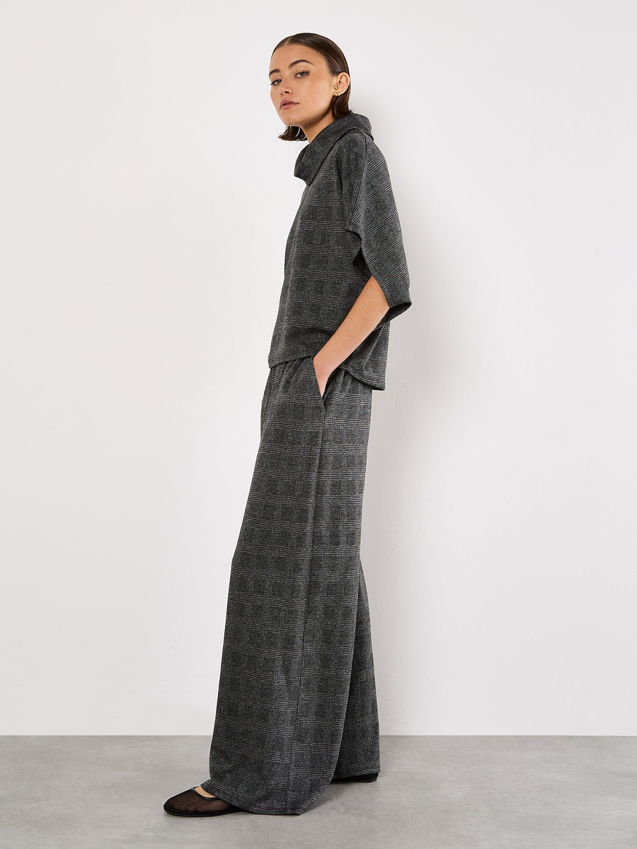 Karierte Hose mit weitem Bein | Apricot