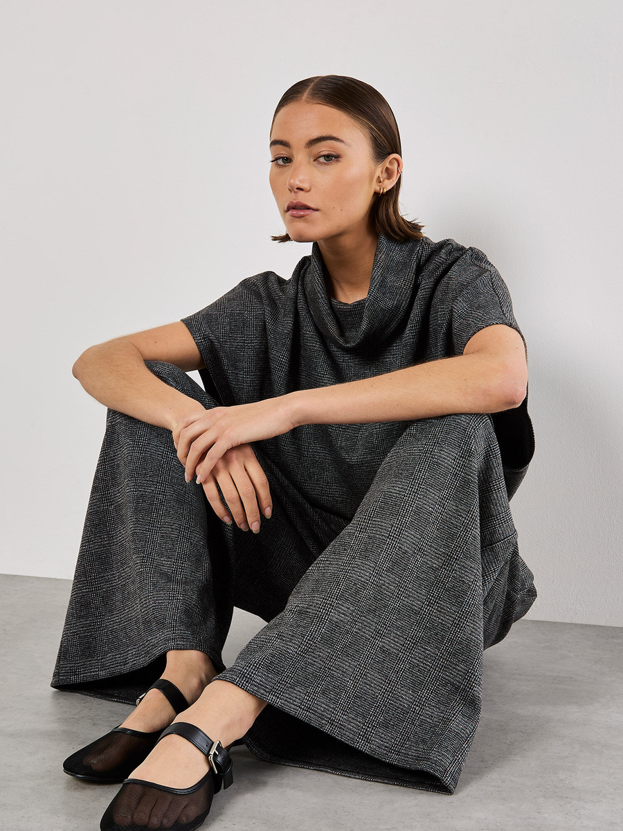 Karierte Hose mit weitem Bein | Apricot