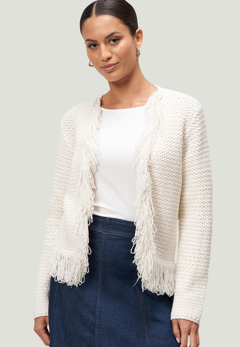 Strickjacke
mit Fransen | Zero