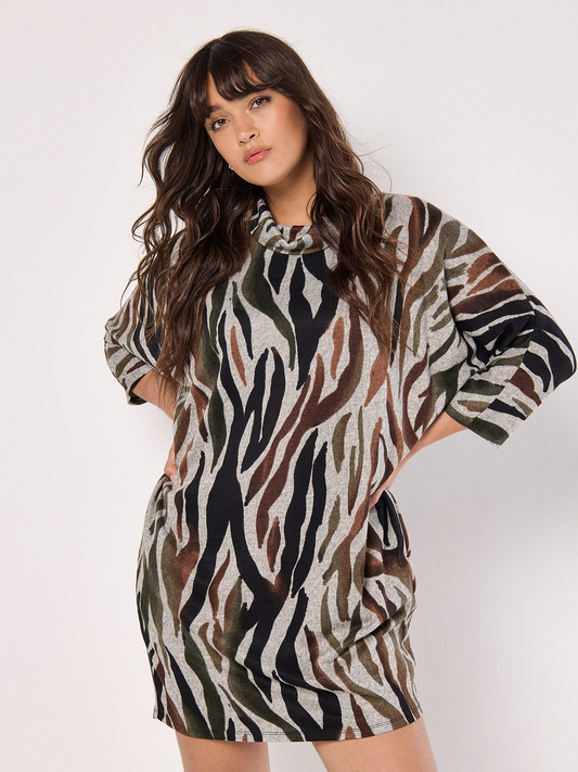"Zebra Cocoon" Kleid | Apricot