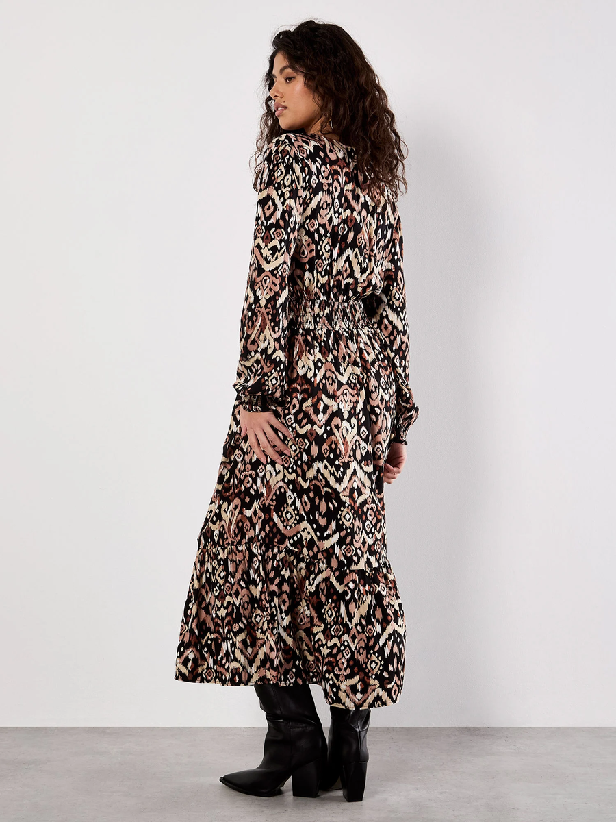 Kleid "Tonal Ikat Button Midaxi" | Apricot