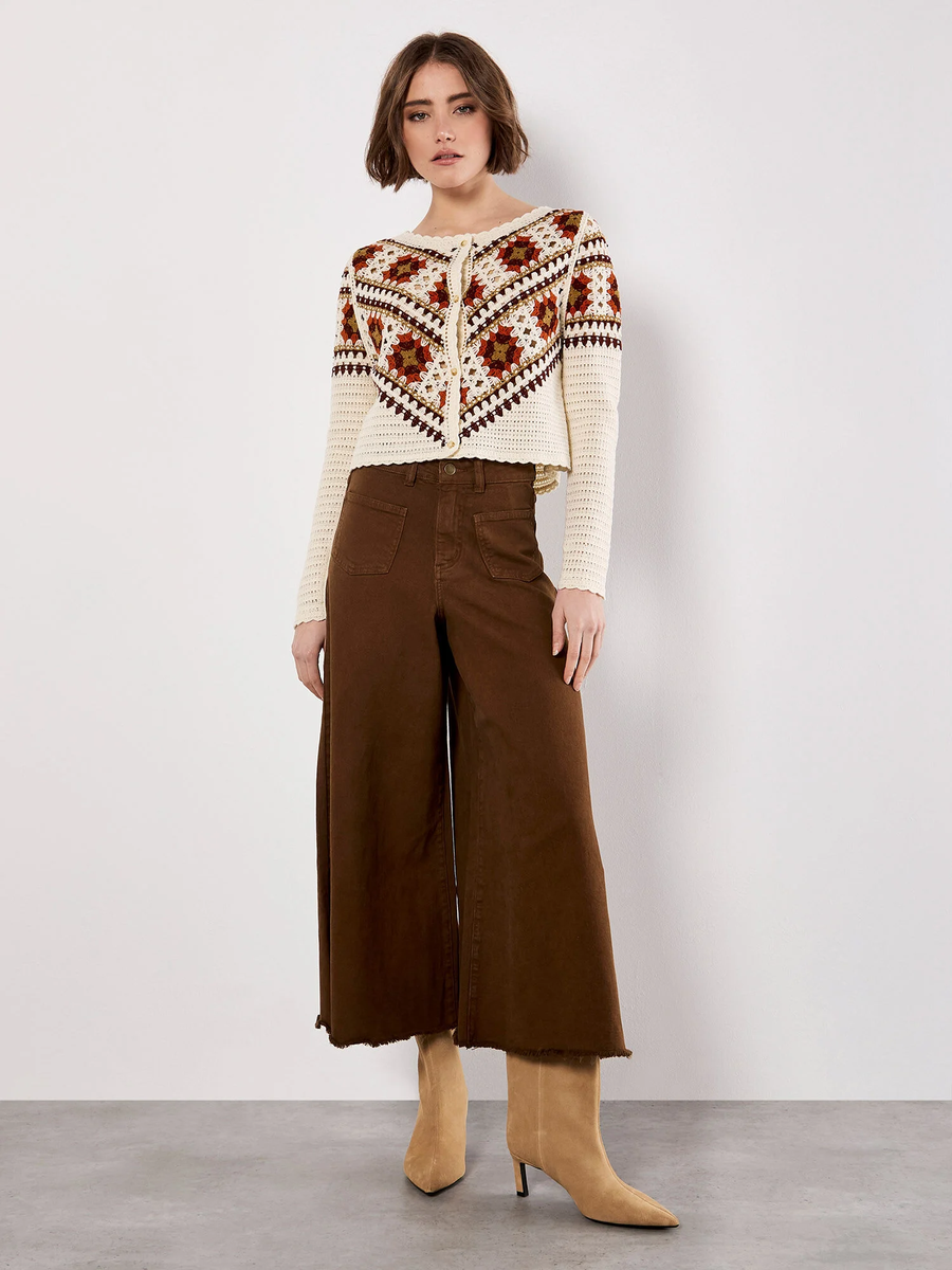 Häkelquadrat-Muschel-Cardigan | Apricot