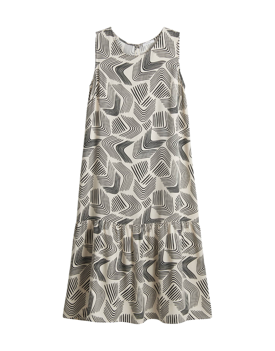 Bedrucktes Midikleid mit Volantdetail 
