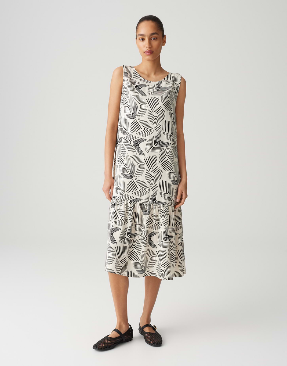 Bedrucktes Midikleid mit Volantdetail 