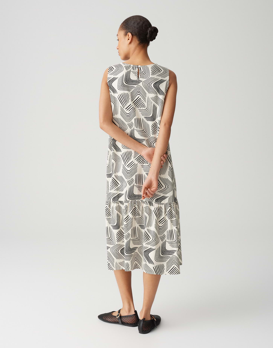 Bedrucktes Midikleid mit Volantdetail 