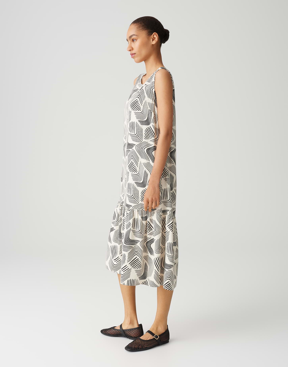 Bedrucktes Midikleid mit Volantdetail 