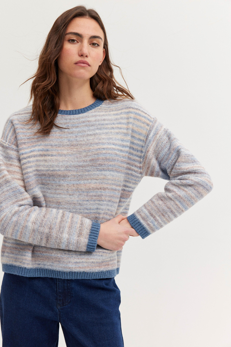 Grauer gradiant Pullover | The Fashion People