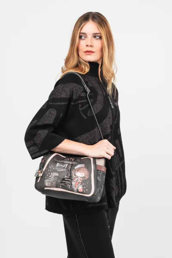 Schultertasche "Mademoiselle"    groß mit Umhängeriemen | Anekke