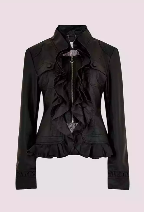 Lederimitat-Jacke "Ruffle 2 Pkt Pu Jacket" | Apricot