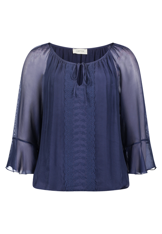 Casual-Bluse mit transparenten Volantärmeln | Cartoon