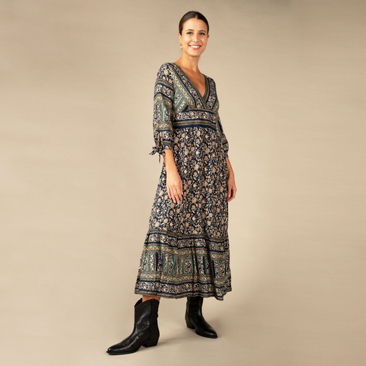 Maxikleid "Sarasa" mit Blumenmuster | Apricot