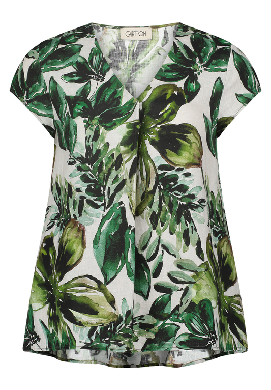 Leinenbluse mit floralen Motiv | Cartoon