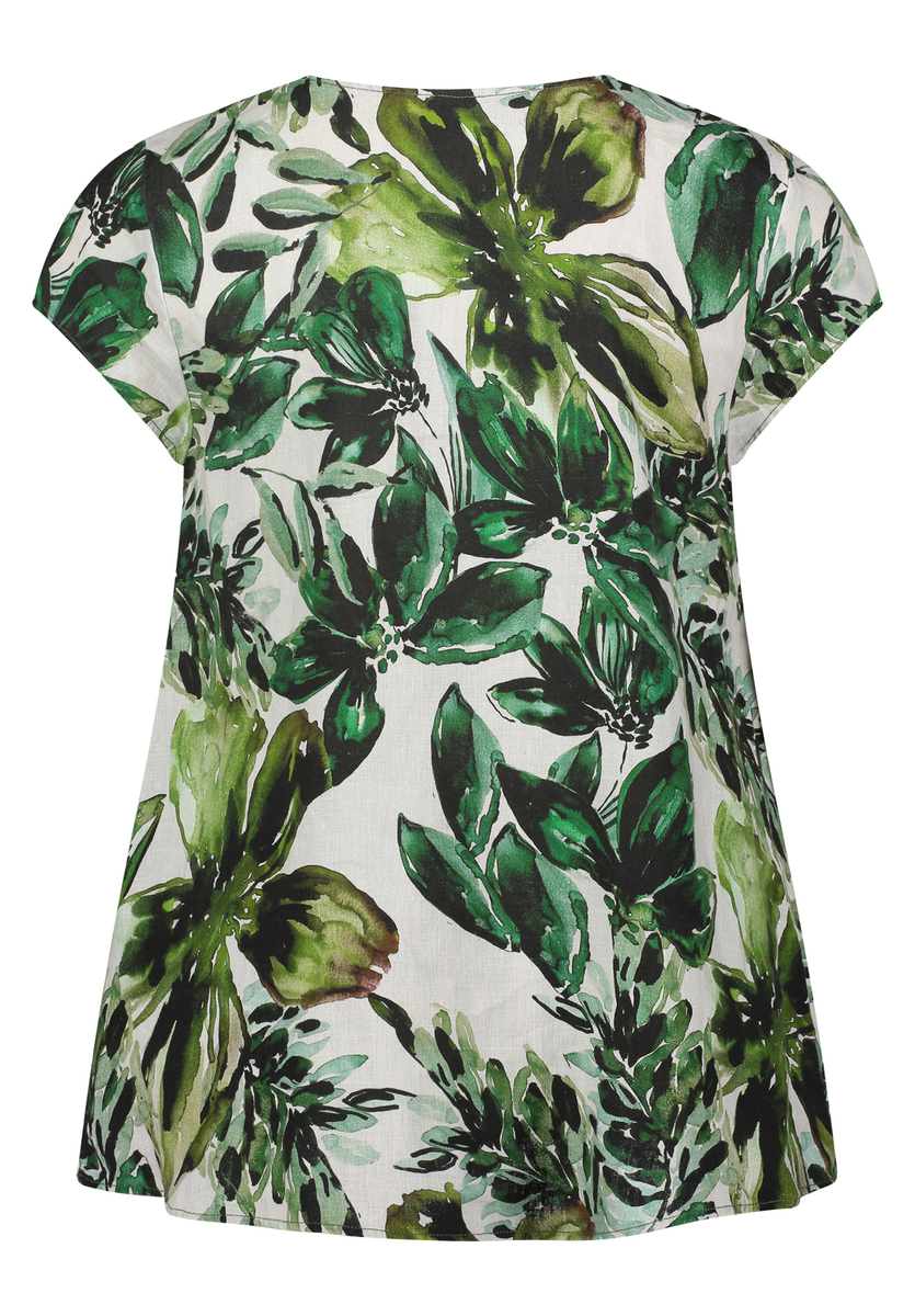 Leinenbluse mit floralen Motiv | Cartoon