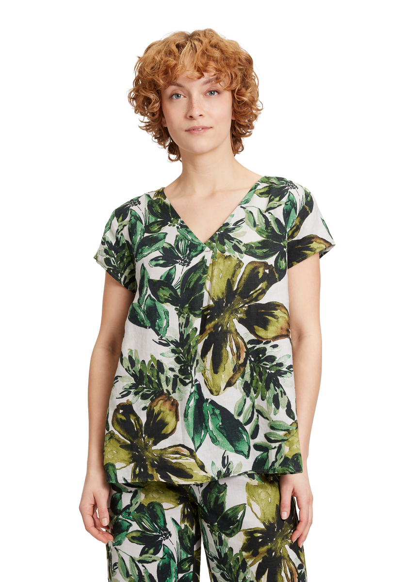 Leinenbluse mit floralen Motiv | Cartoon