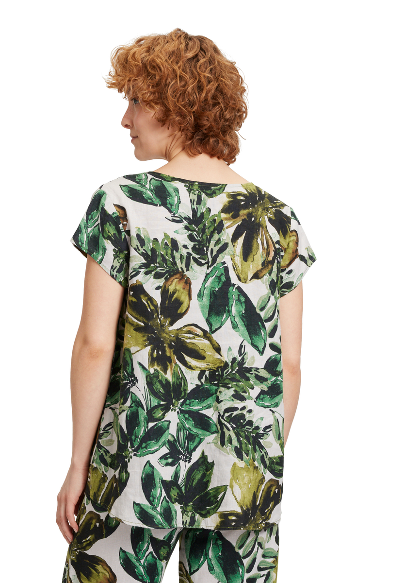 Leinenbluse mit floralen Motiv | Cartoon