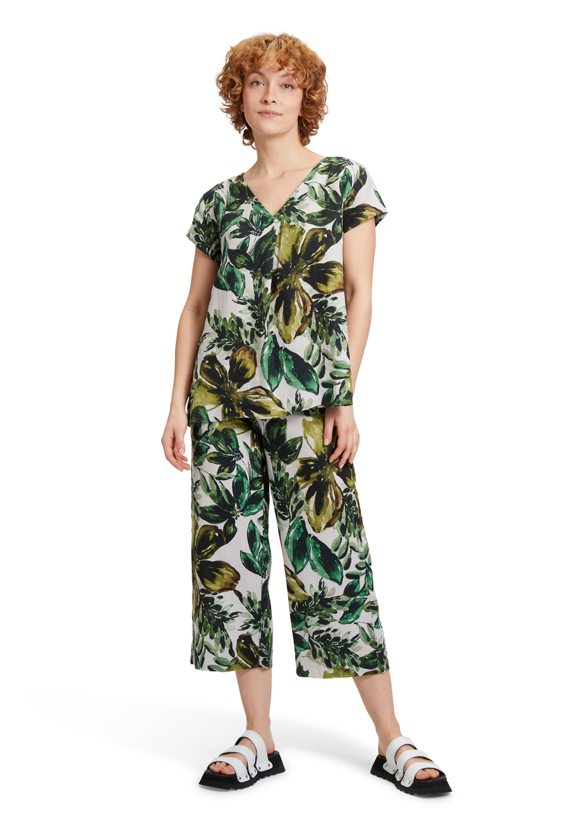 Leinenbluse mit floralen Motiv | Cartoon