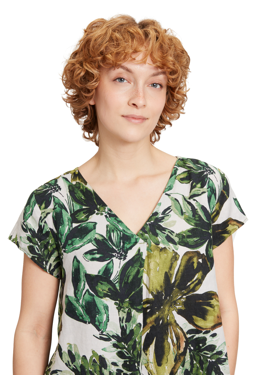 Leinenbluse mit floralen Motiv | Cartoon