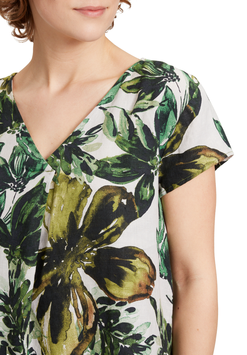 Leinenbluse mit floralen Motiv | Cartoon