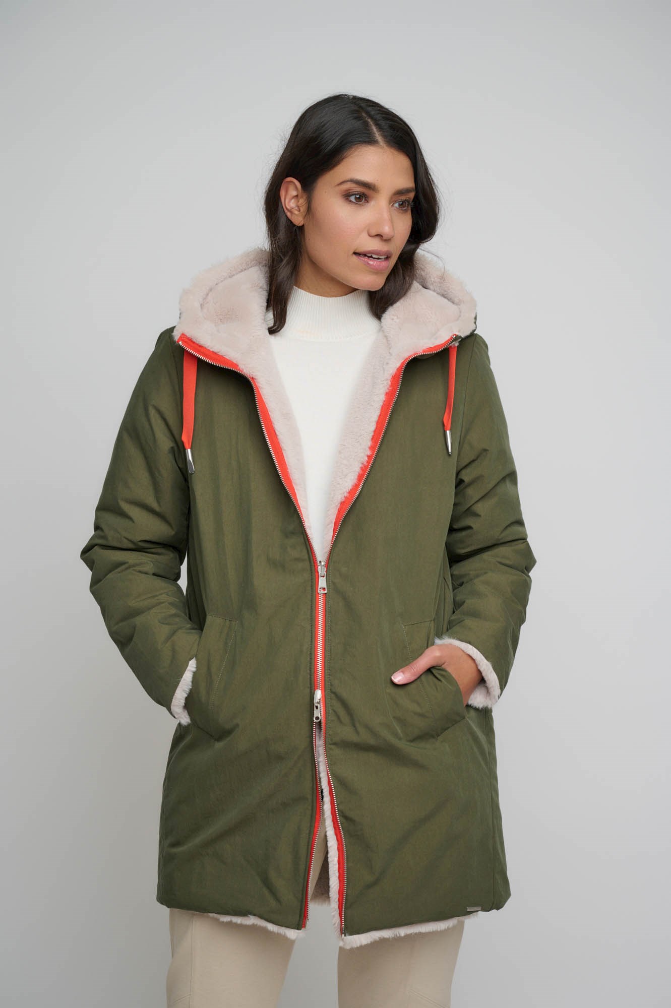 Rino & Pelle Reversible hooded coat with faux fur lining